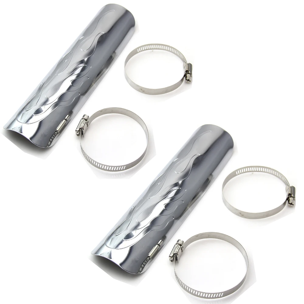 Универсальный хром-стальной выхлопной глушитель для мотоцикла в стиле пламени 2