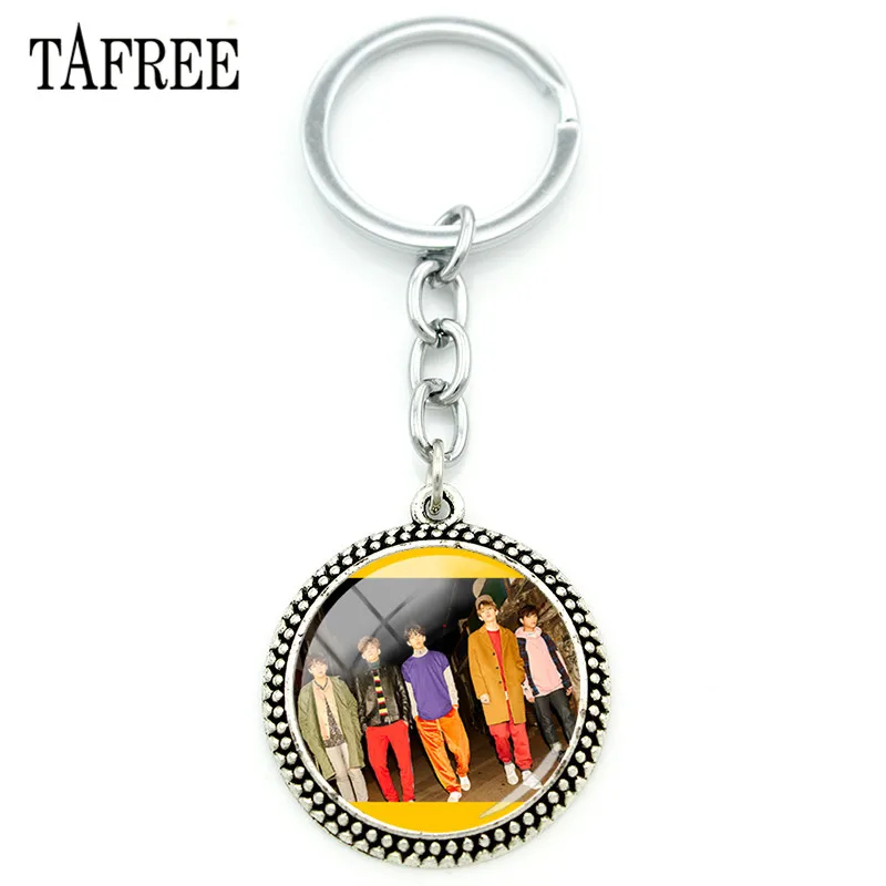 TAFREE Day6 стеклянный кабошон, цепочка для ключей, круглая подвеска, брелок для ключей, Серебряное металлическое ювелирное изделие для фанатов, брелок для ключей Day07