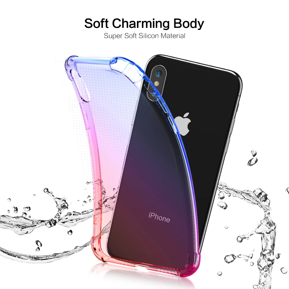 Мягкий силиконовый чехол FLOVEME из ТПУ для Apple iPhone X 10 антидетонационный Прозрачный