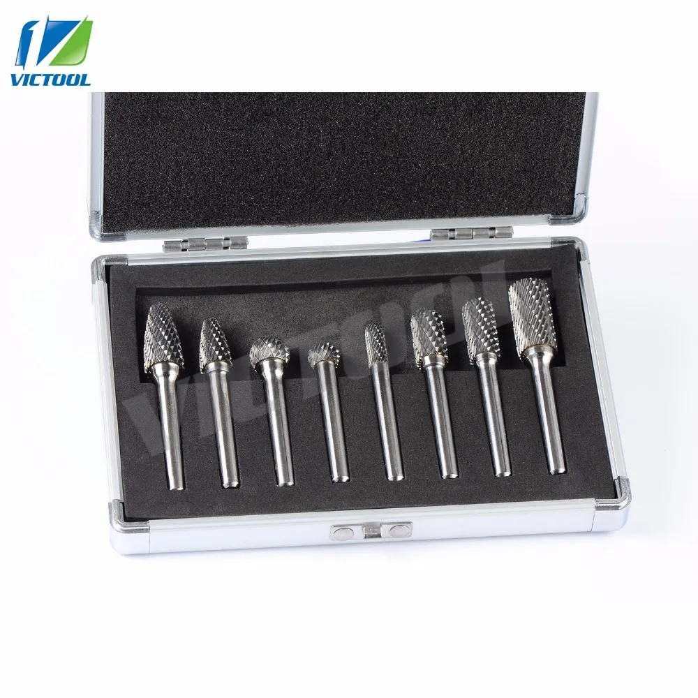 Высокое качество 8 шт./набор двойной желоб d6 вольфрам карбид вращающийся резак