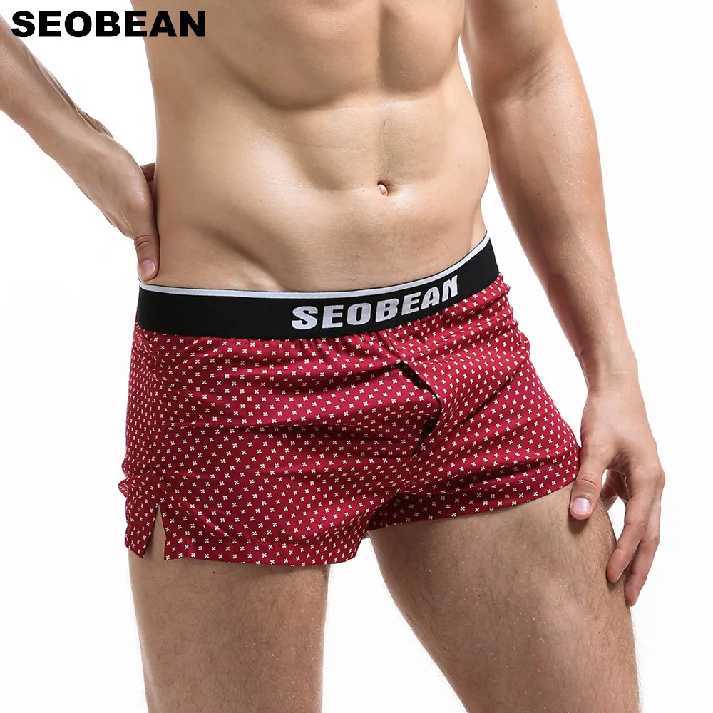 Мужское нижнее белье Seobean хлопковые боксеры для сна с сумкой пениса|men underwear boxer