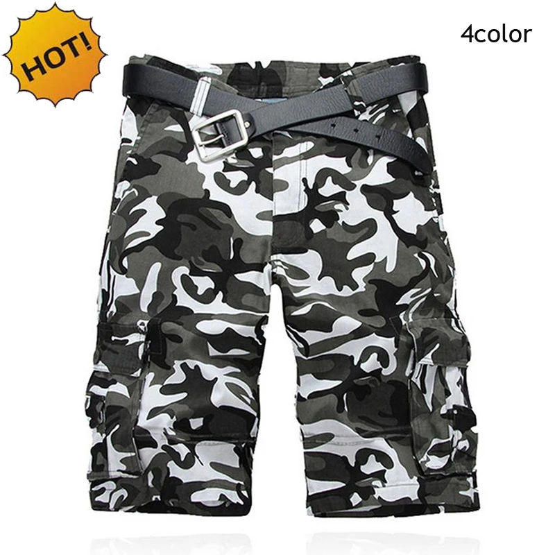 

HOT2017 Summer Camouflage Cargo Men Summer Baggy Cotton Military Wild Desert Army Straight Short trousers Plus Size 28-40 4color