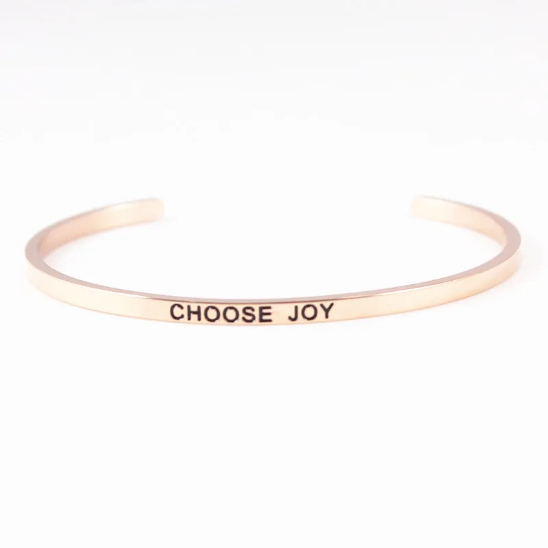 CHOOSE JOY Модный розовый золотой браслет, ювелирные изделия, мечта дышит верой, Алоха выбирает Джой письмо Выгравированный Открытый браслет с мантрой влюбленных подарок - Окраска металла: CHOOSE JOY