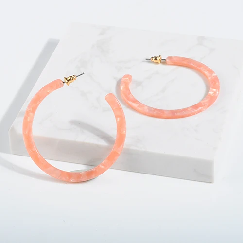 Pink Цветные круглые женские серьги-кольца из ацетата и акрила с леопардовым принтом, большие геометрические серьги из смолы, модные ювелирные изделия, подарок - Окраска металла: Pink