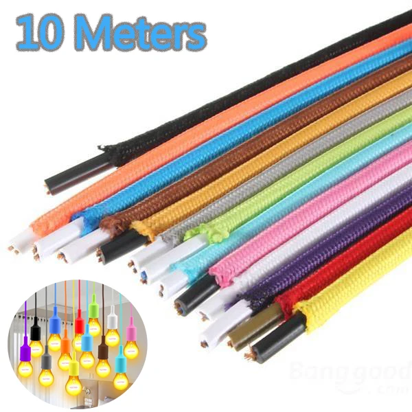 10 м красочные текстильные Ткань лампа Провода шнур Винтаж DIY подвесной