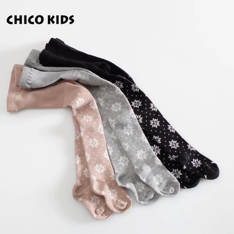 Детские колготки со снежным узором для девочек 3 цвета малышей детские длинные