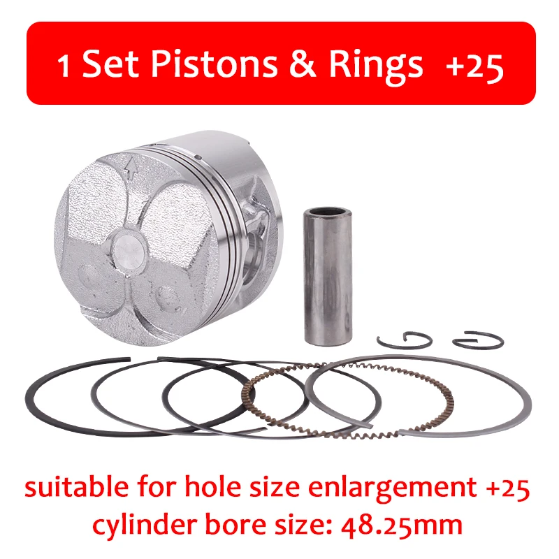 1 set Piston Ring 25 Детали двигателя поршни Кольца Набор 48 мм STD Стандарт+ 25+ 50+ 75 размер цилиндра для Yamaha FZR250 1HX Малый бан ZEAL FZR 250 - Цвет: 1 set Piston Ring 25