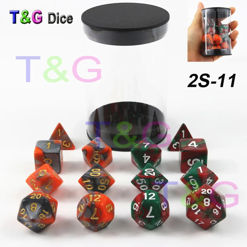 Новейшие Gemini Color Dnd кубики с бесплатными двумя черные игральные кости сумки X