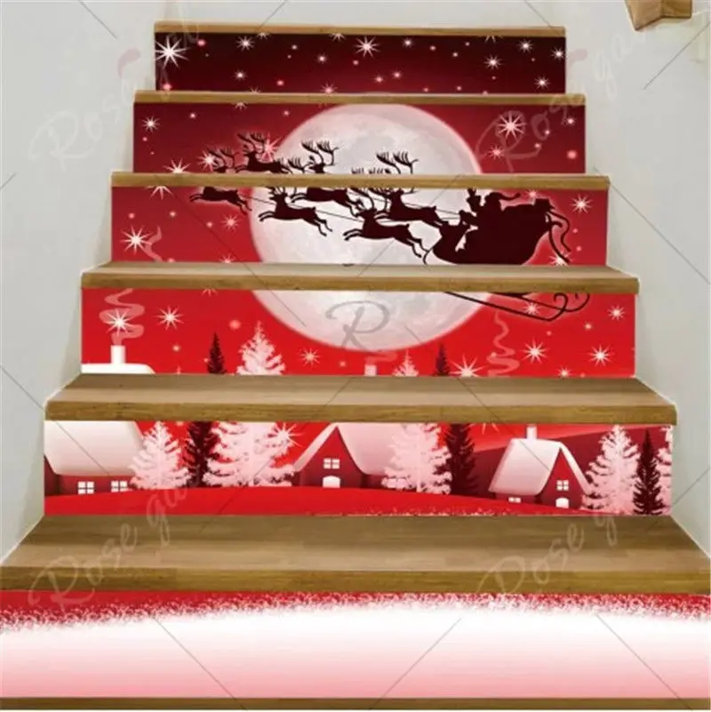 Серый Дома лестница Стикеры Рождество Home Decor Съемный 3D Xmas декоративные лестницы наклейка лестница Стикеры s Семья лестницы стояка Декор - Цвет: Серый