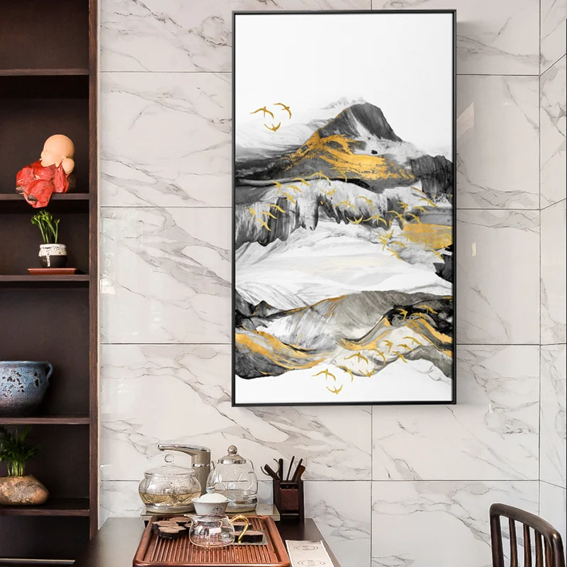 Новый настенный плакат в китайском стиле с изображением туманного горного леса