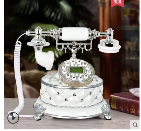 Домашний стационарный винтажный телефон с синим экраном домашний старинный