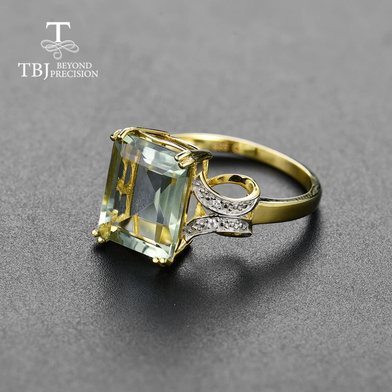 Женское кольцо из с аметистом празиолита TBJ подарочное украшение натуральным