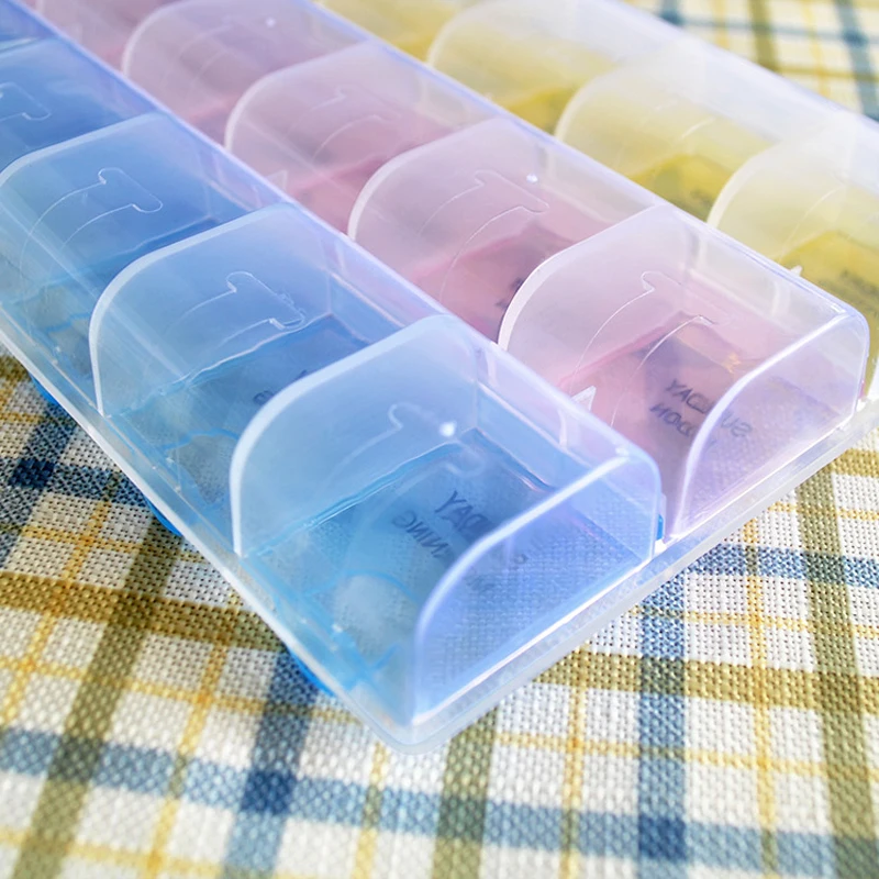 Transparent Color Empty Plastic Box Pill Tablet Medicine Organizer Weekly 7 Days 3-row Tray Storage Case 21 Compartment MSU99 | Красота и