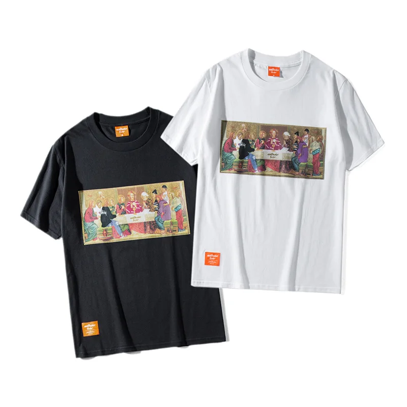 Мужские футболки в винтажном стиле с принтом Последний Ужин хип-хоп Уличная