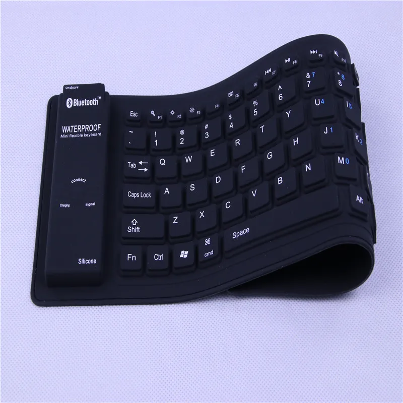 Black Беспроводная Bluetooth Силиконовая клавиатура Гибкая тонкая Teclado мягкая геймерская портативная ПК Ipad Ноутбук складная клавиатура - Цвет: Black