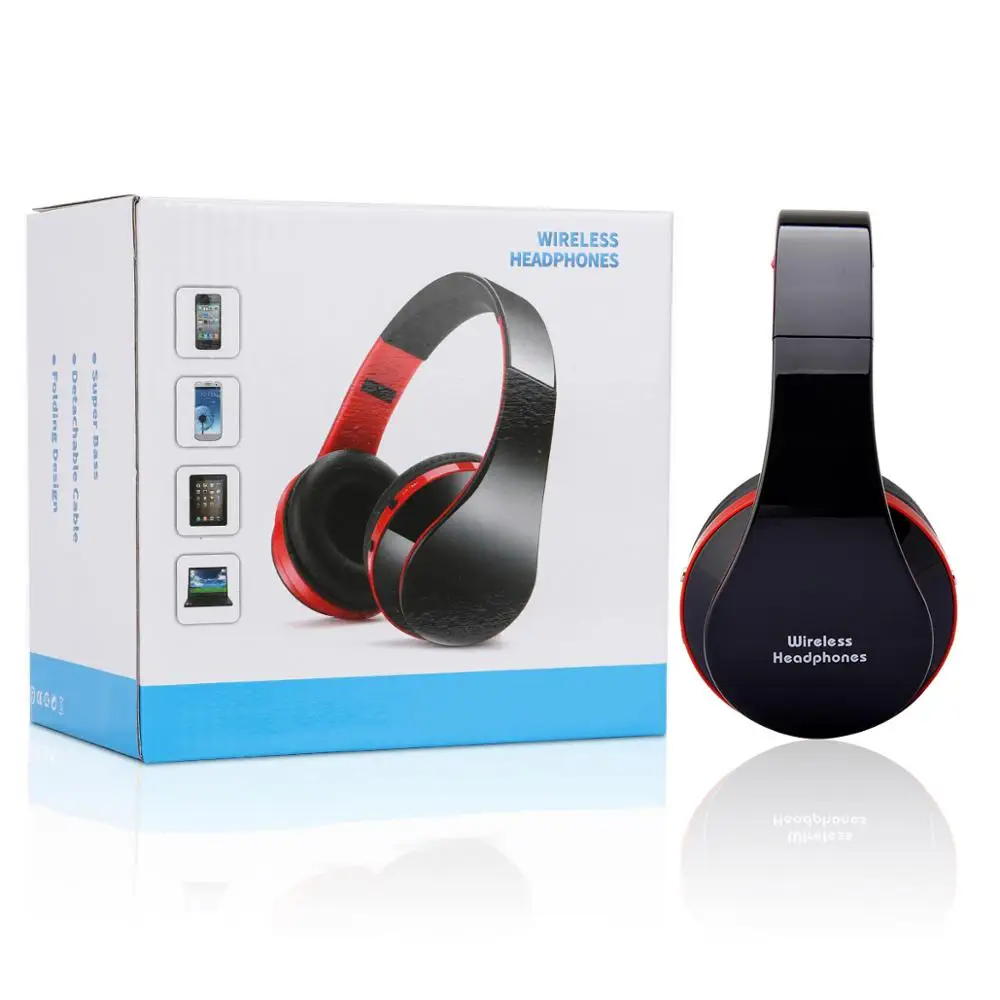 red with box KOOYUTA Bluetooth гарнитура Беспроводные наушники стерео складные спортивные музыкальные наушники с микрофоном гарнитура для iPhone samsung смартфон - Цвет: red with box