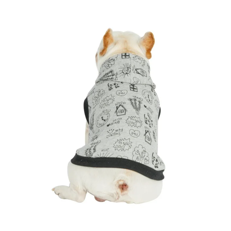 Теплый свитер с капюшоном для кошек и собак осенняя толстовка принтом в виде