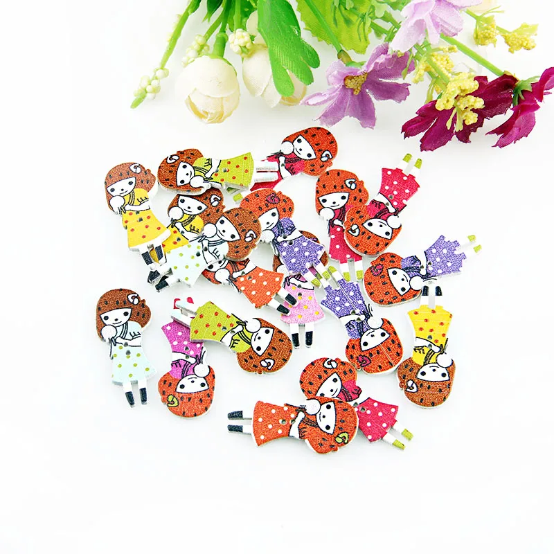 50 шт. разноцветные пуговицы из натурального дерева для девочек аксессуары шитья