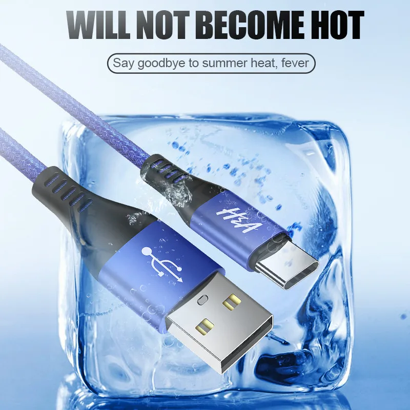 H& A 3A usb type-C кабель для быстрой зарядки кабель для синхронизации данных type C для samsung S9 S8 Note 9 huawei Honor Phone usb зарядный шнур