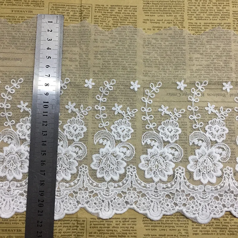 1 ярдов высокое качество белое кружево лента тесьма 22 см красивая кружевная