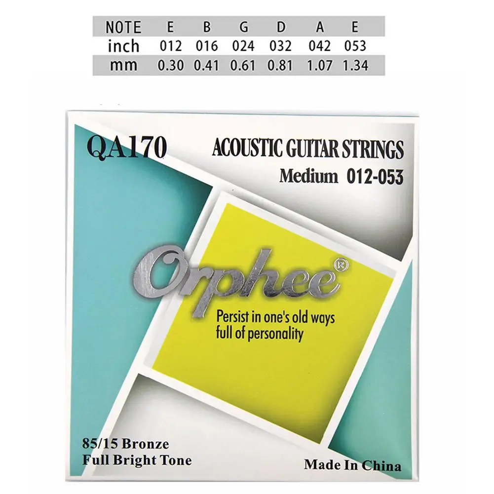 Orphee 6 шт Акустическая струны народной гитары шестиугольная Сталь Core 80/20 бронзовая проволока супер светильник напряжение Аксессуары для гитары Серия QA - Цвет: QA170