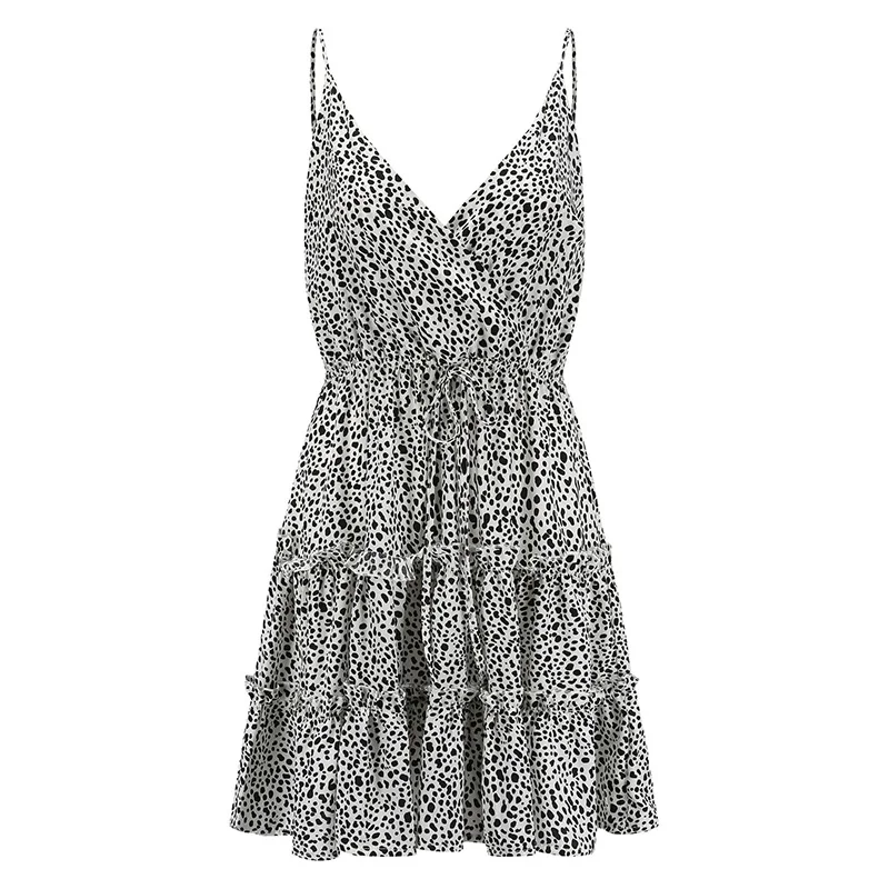 Женское летнее богемное пляжное платье Boho с бретельками и открытой спиной, Кружевное белое мини-платье, праздничные женские платья, сарафан - Цвет: Черный