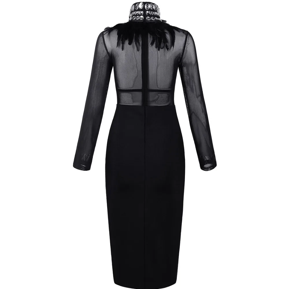 Высокое качество ity женское платье с высоким воротом полный элегантный