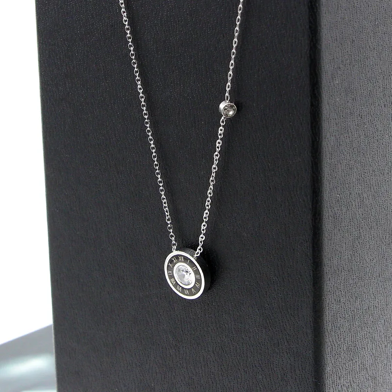 Ожерелье женское из нержавеющей стали с римскими цифрами и кристаллами |