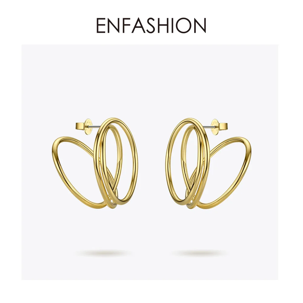 ENFASHION, Многослойные Круглые серьги-гвоздики для женщин, панковские геометрические простые серьги, массивные модные ювелирные изделия Oorbellen 1032