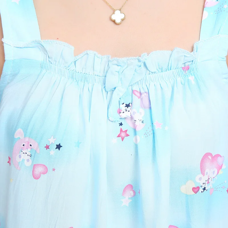 Женская хлопковая ночная рубашка Цветочное платье для сна без рукавов пикантная