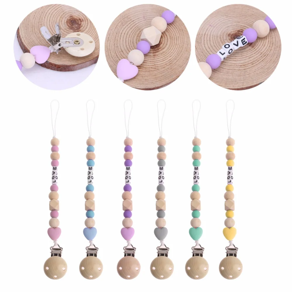 Деревянный держатель для соски пустышки кормления милая детская пустышка цепь