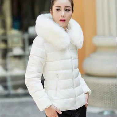 

Winter Down jacket Women Casual Warm Thicken Solid Short Style Cotton padded Parkas Coat With Faux Fur Collar Plus Size Overcoat