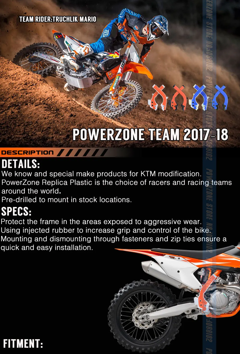 Powerzone X-Grip рамка Защитная крышка для KTM SX125 150 SXF250 350 450 для HUSQVARNA TC125 FC FE 250 350 450 17