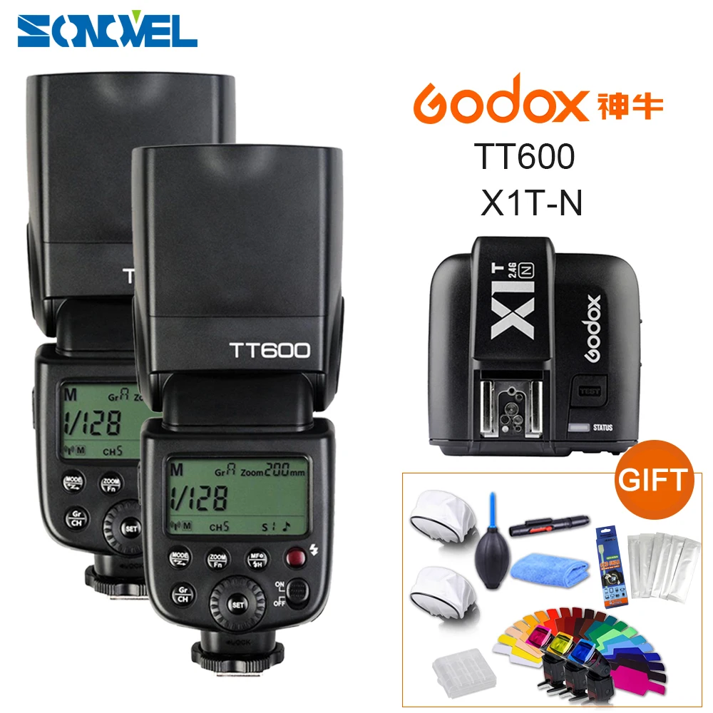 2x Godox TT600 2 4G Беспроводная камера мигает Speedlite с X1T N передатчиком для Nikon D3200 D3300 D5300