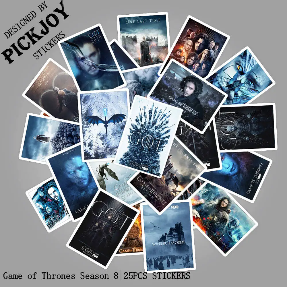 25 шт./упак. сезон Game of Thrones Наклейки Скейтборд телефон Чемодан наклейки для ноутбука ПВХ Водонепроницаемый игрушка т - Цвет: E144(25Pcs)