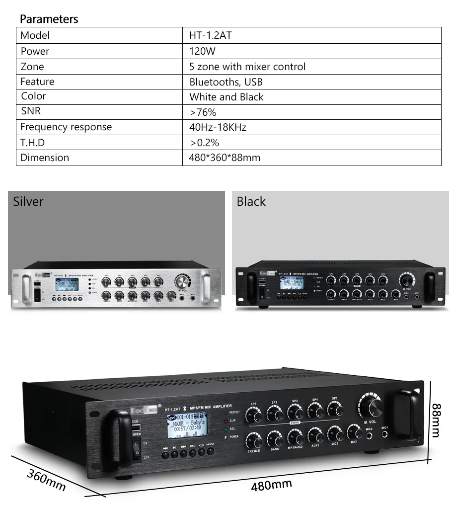 Усилитель мощности и потолочный динамик посылка HT-1.2AT+ KS805 комплекты 2 канала Bluetooth управления системы общественного адреса