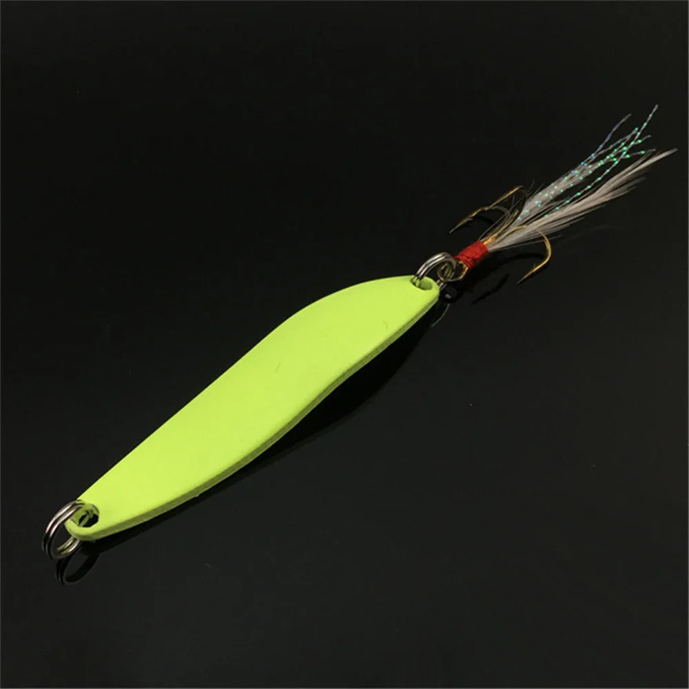 FISHINAPOT 1 шт. 5 г/7 г/10 г/13 г металлическая светящаяся ложка Спиннер жесткая приманка для рыбалки с пером крюк Pesca Воблер приманка