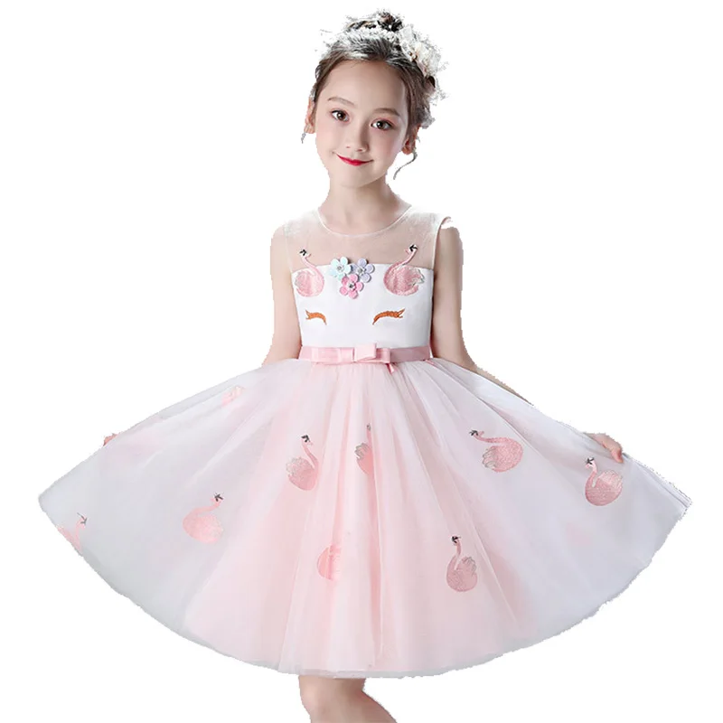 2019 New Girls Unicorn Flamingo Birthday Party Dress Kids Summer Tulle Tutu Princess Dresses Children Clothes + Headwear BW184 | Детская