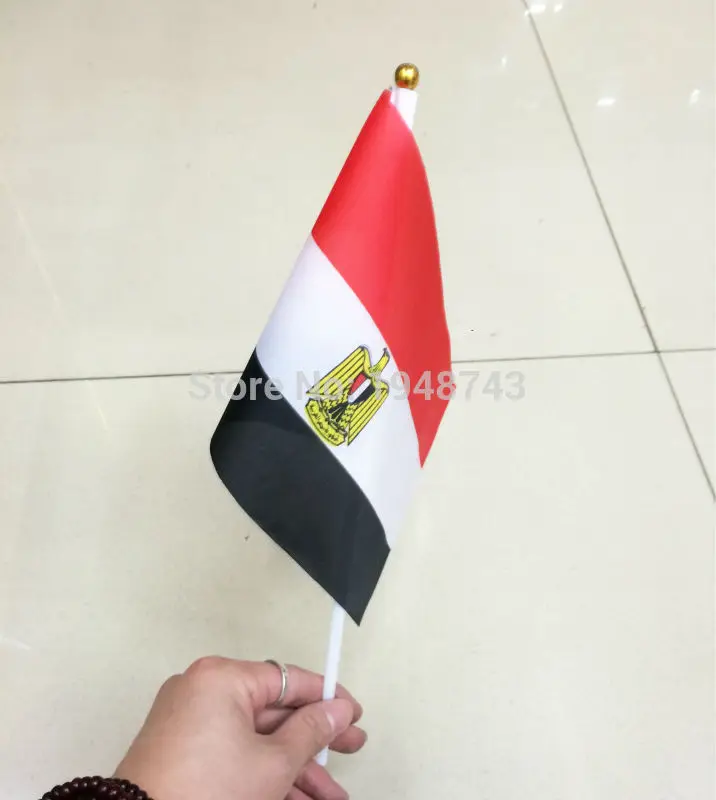 10pcs the Small Egypt flag 14*21CM Flag hand national with Pole Handing | Дом и сад