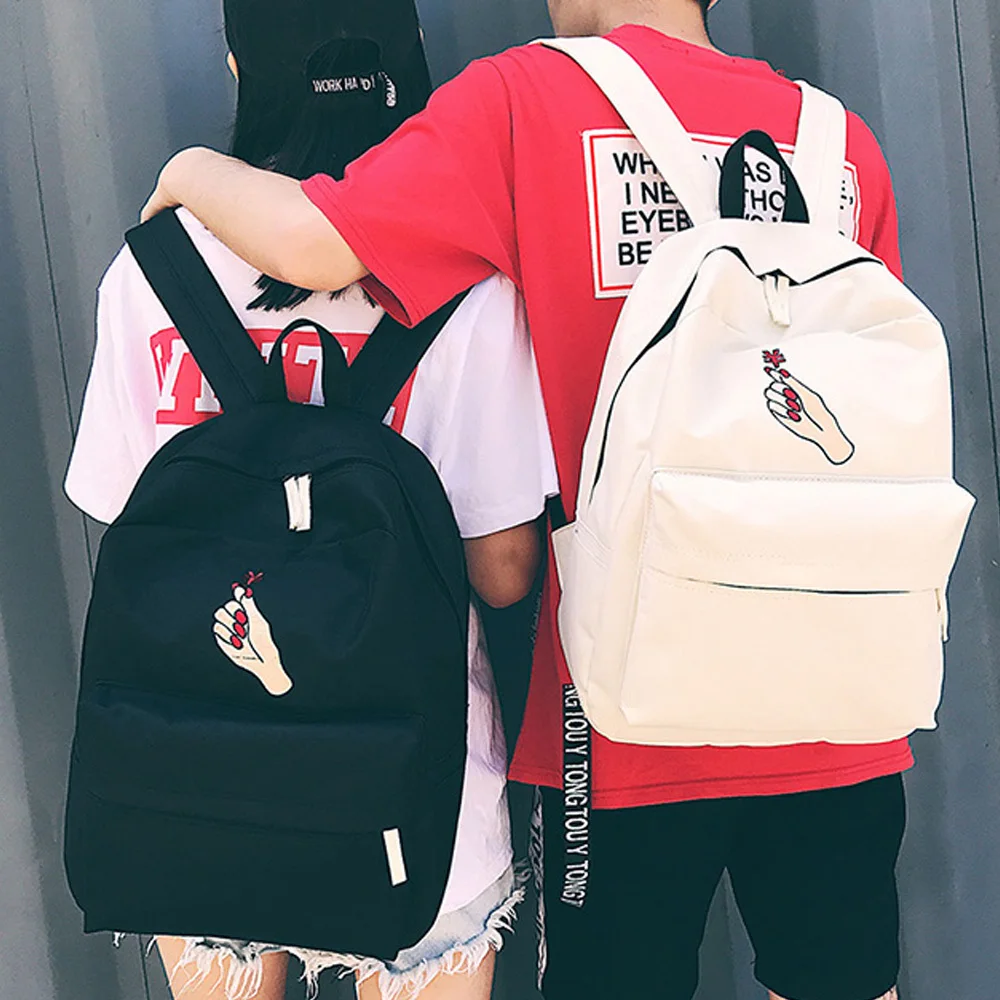 

Canvas Laptop Backpack Women Girls Travel Bag White/Black Rose Embroidery Rucksack Teenagers Female School Backpack Mochilas