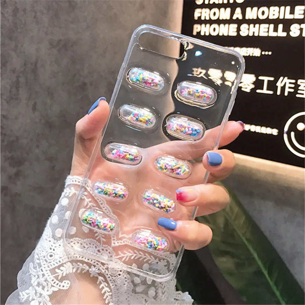 Phone Case For iPhone 7 Capsule 3D Pills High quaity Soft Silicon TPU Anti-knock Back Cover 6 S 8 X Plus Coque Fundas |