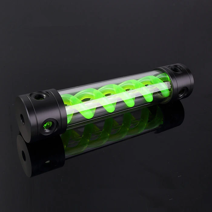 250mm Green POM 50 мм Диаметр компьютера водяного охлаждения охладитель акриловый бак для воды цвет двойной спирали T вируса цилиндрический Светодиодный УФ светильник радиатор - Цвет лезвия: 250mm Green POM