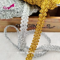 50meters gold silver bullion ribbon diy accessory wavy webbing garments hair decorations lace stiching tape trimming