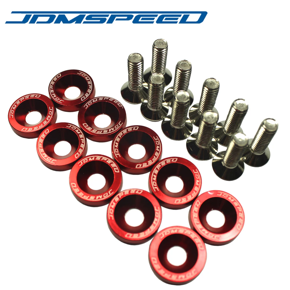 Красные алюминиевые шайбы JDMSPEED для крыльев 10 шт. Honda Civic Integra RSX EK|fender washers|aluminum fender