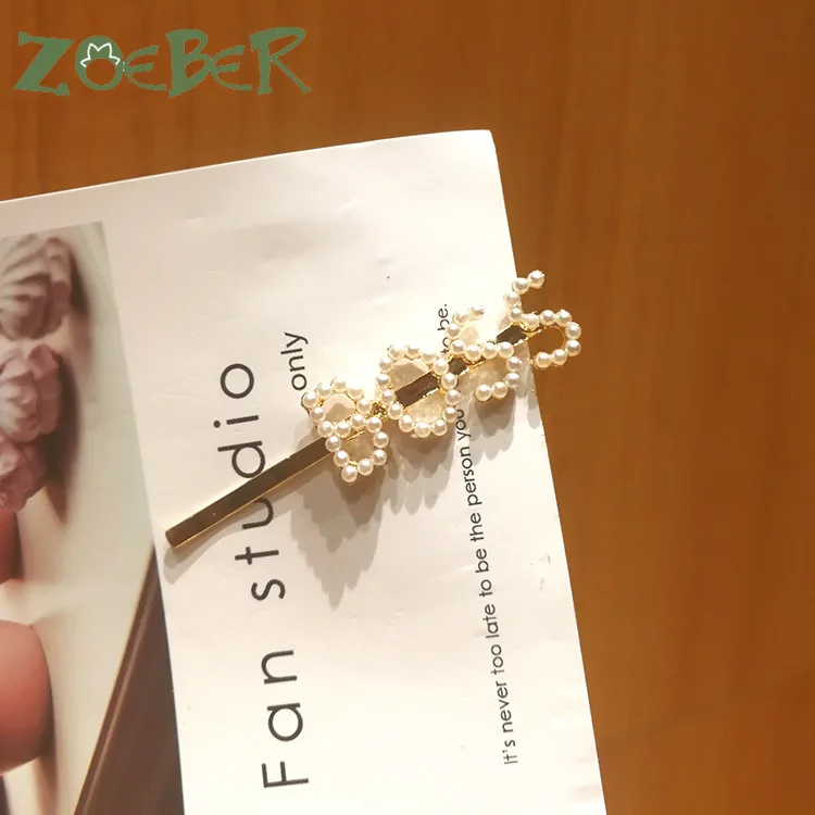 Женская заколка для волос с перламутровыми буквами аксессуары Boss металлическая