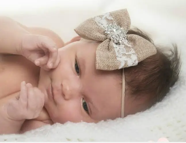 2017 аксессуары для волос новорожденных повязка на голову с бантом из льна