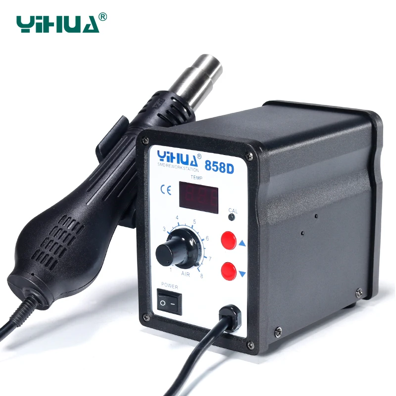 Тепловая пушка YIHUA 858D 650 Вт SMD наладочная станция светодиодный цифровой тепловой