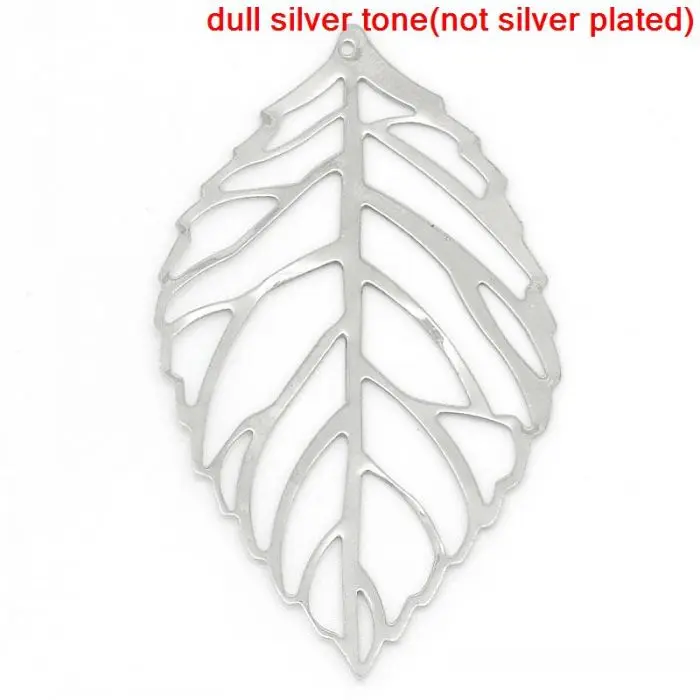 

DoreenBeads Retail Charm Pendants Leaf Silver Color Hollow 5.4x3.1cm,100PCs