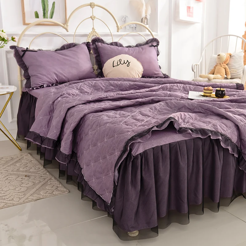 4 шт. романтическое фиолетовое зеленое серое летнее одеяло кровать юбка