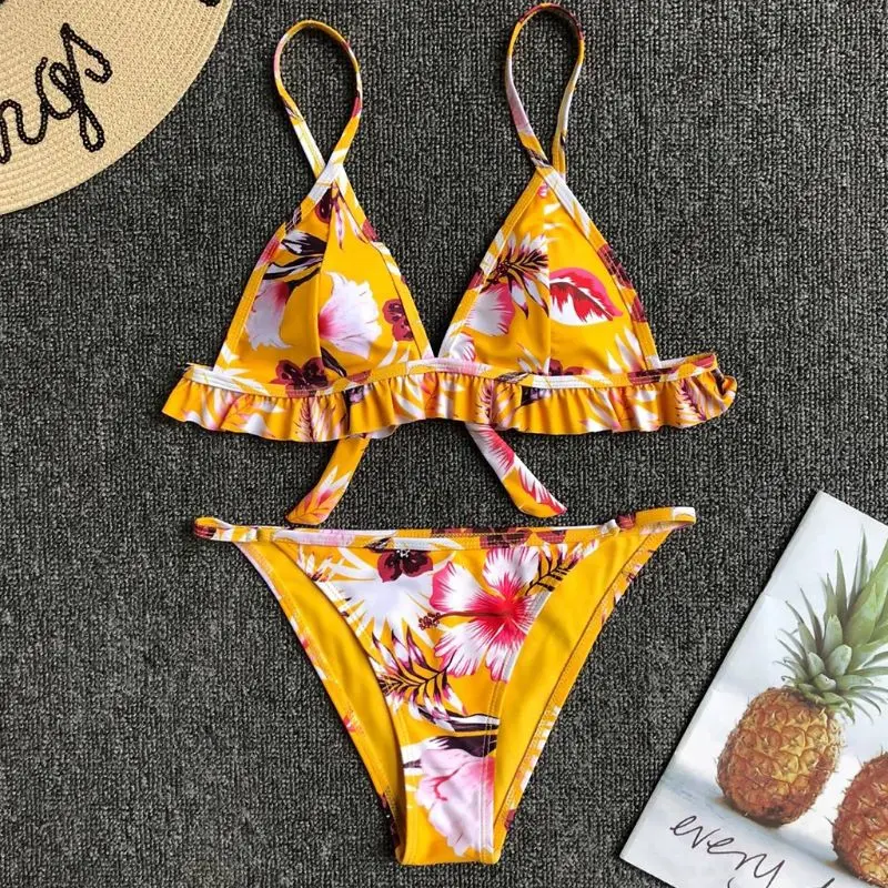 Женский сексуальный комплект бикини из двух частей богемный цветной цветочный